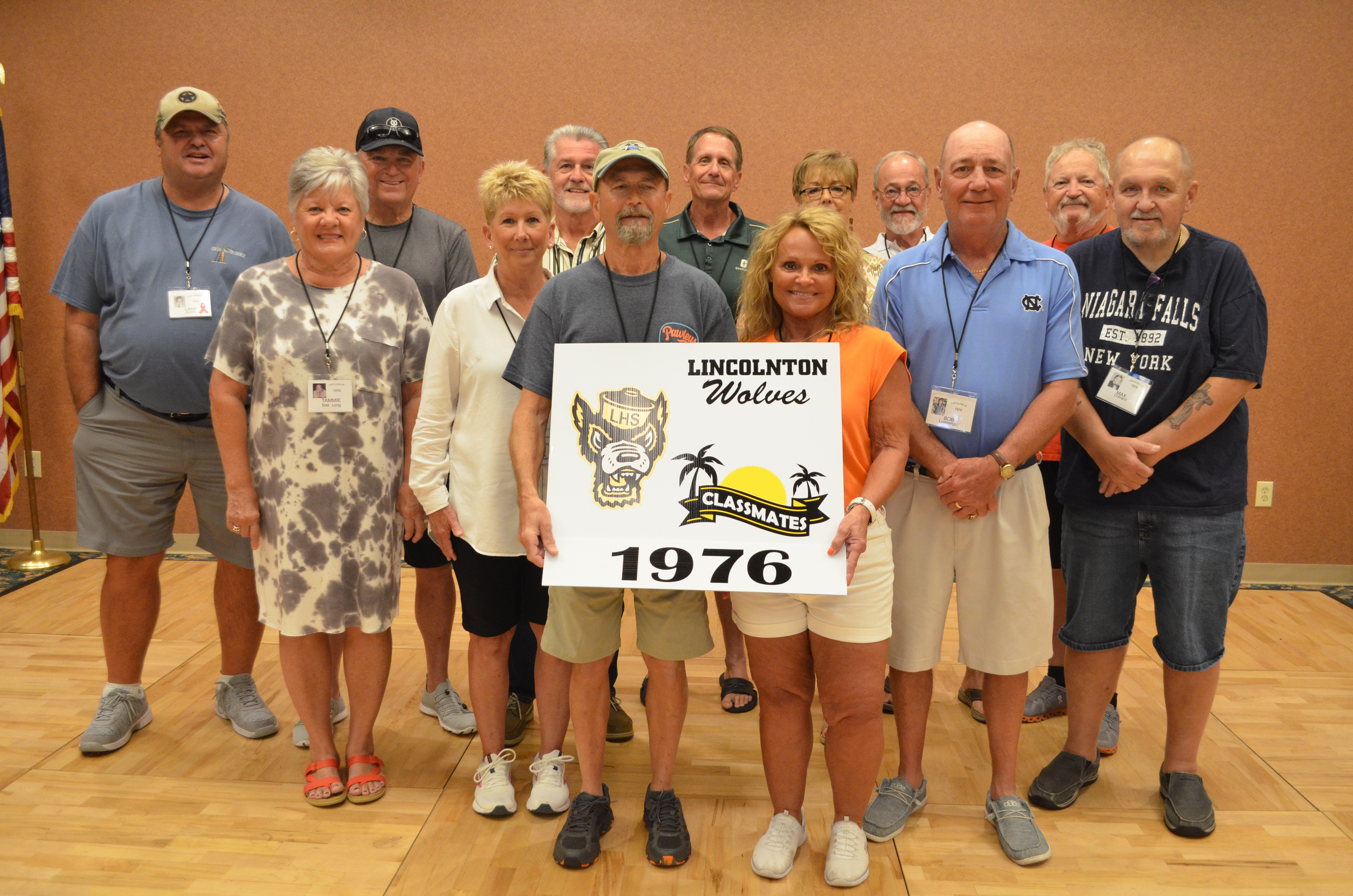 John Hoyle, Phyllis Sisk Robbins, 2nd row: Tammie Sisk Long, Tina Boyles Martin, Bob Lineberger, Max Colvard. 3rd Row: Lane Griffith, Danny Long, Lee Leonhardt, Wayne M.Hoyle, Tracy Ward Ledbetter, Jeff Ledbetter, Steve Gilbert. Missing: Dorea Kuck Drum